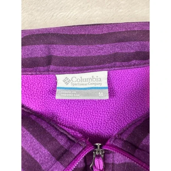 Columbia Hoodie - Purple Black Sweater Omni Wick - Womens Medium Hiking Outdoor - Picture 2 of 5